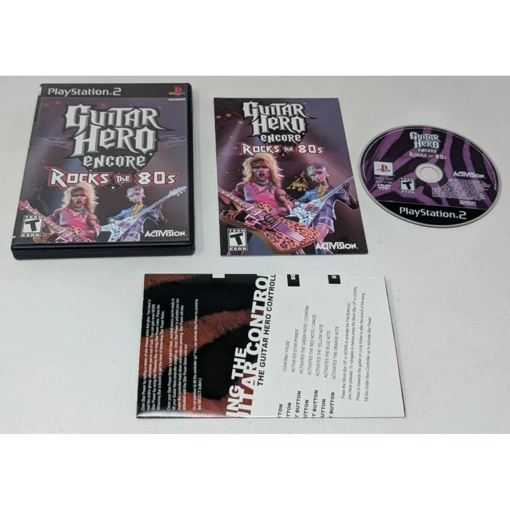 Guitar Hero Encore Rocks the 80s PS2 PlayStation 2 Game‎ Complete CIB W/ Poster